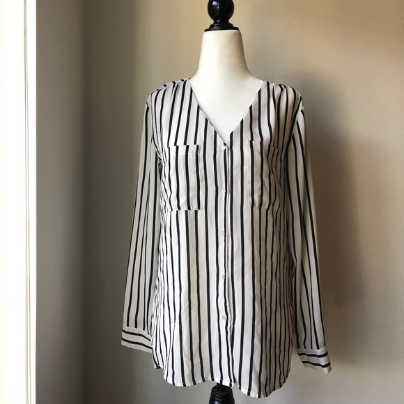 H&M striped dress shirt size 2 - Picture 1 of 5